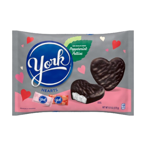 All City Candy York Valentine's Peppermint Patties Hearts 9.6 oz. Bag -For fresh candy and great service, visit www.allcitycandy.com