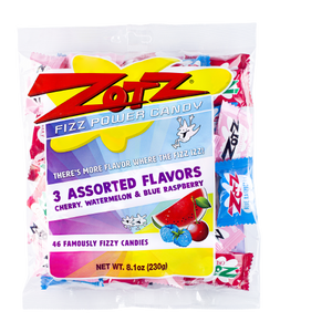 All City Candy Zotz Assorted Flavors Cherry Watermelon Blue Raspberry 46 Count 8.1 oz. Bag G.B. Ambrosoli For fresh candy and great service, visit www.allcitycandy.com