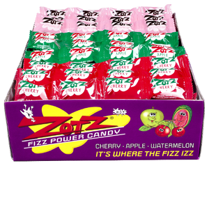 All City Candy Zotz Fizz Power Candy Strings Cherry, Apple & Watermelon - Case of 48 Novelty G.B. Ambrosoli For fresh candy and great service, visit www.allcitycandy.com