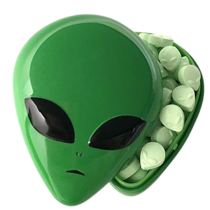 All City Candy Alien Head Sours Green Apple Candy - 1-oz. Tin 1 Tin Novelty Boston America For fresh candy and great service, visit www.allcitycandy.com