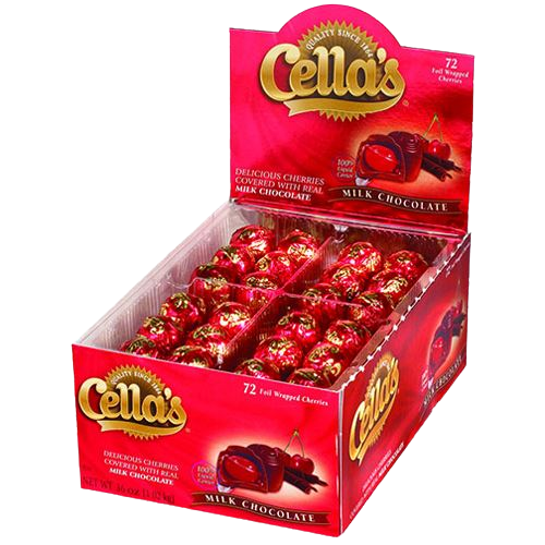 All City Candy Cella's Foil Wrapped Milk Chocolate Covered Cherries - Box of 72 Chocolate Tootsie Roll Industries For fresh candy and great service, visit www.allcitycandy.com