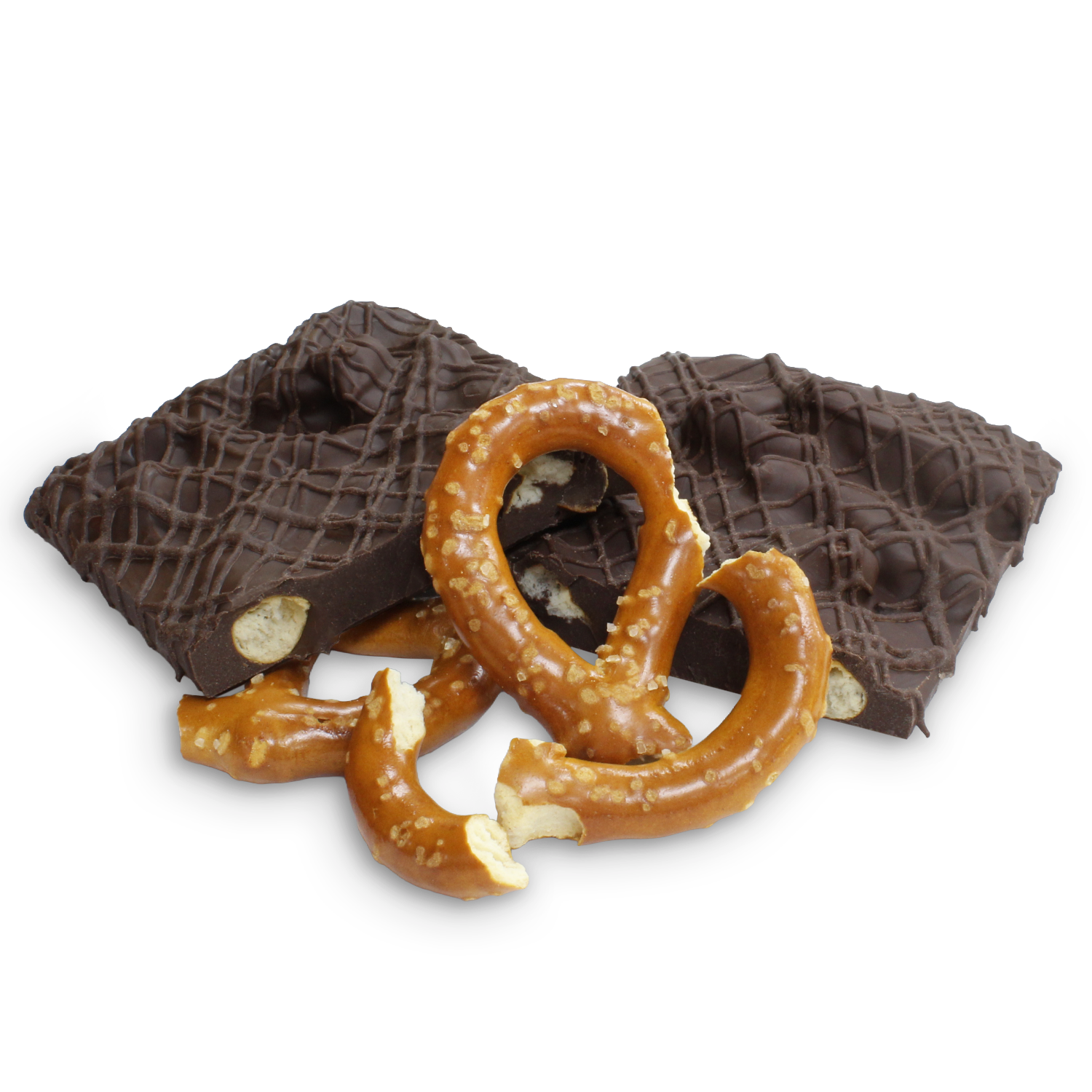 Gourmet Dark Chocolate Pretzel Bark Closeup
