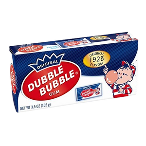 Dubble Bubble gum packaging with cartoon character on a white background