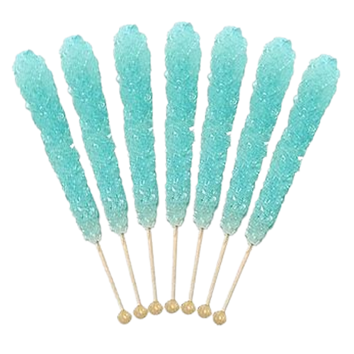 Light Blue Cotton Candy Flavored Rock Candy Crystal Sticks 