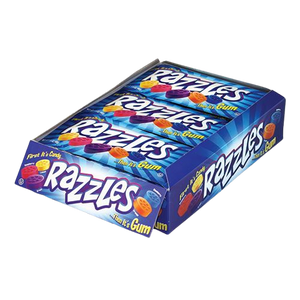 All City Candy Razzles Candy Gum/Bubble Gum Concord Confections (Tootsie) Case of 24 1.4-oz. Pouches For fresh candy and great service, visit www.allcitycandy.com
