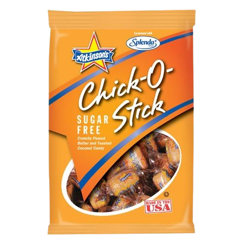 All City Candy Sugar Free Chick-O-Sticks Crunchy Peanut Butter & Toasted Coconut Candy Candy Bars Atkinson's Candy 2.25-oz. Bag For fresh candy and great service, visit www.allcitycandy.com