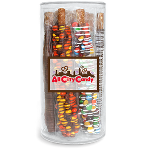 Signature Assorted Hand Dipped Pretzel Rods 12 pc. Tube - Visit www.allcitycandy.com for great c