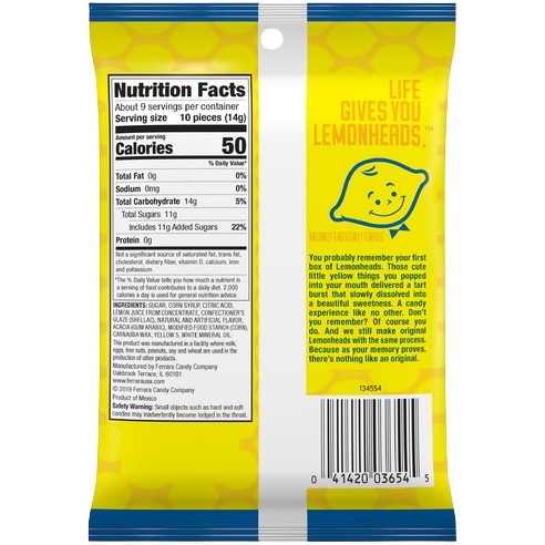 Lemonhead Lemon Unwrapped Candy 4.5 oz. Bag - All City Candy