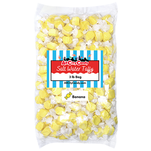 All City Candy Banana Salt Water Taffy - 3 LB Bulk Bag Bulk Wrapped Sweet Candy Company For fresh candy and great service, visit www.allcitycandy.com