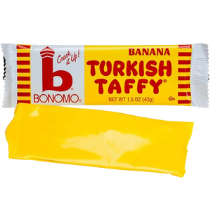All City Candy Bonomo Banana Turkish Taffy Candy Bar 1.5 oz. Taffy Warrell Classic Company 1 Bar For fresh candy and great service, visit www.allcitycandy.com