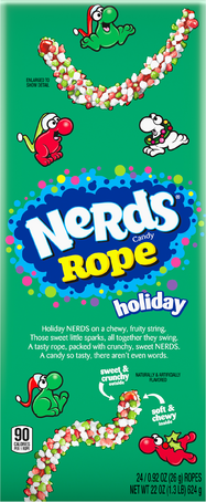 Nerds Holiday Rope Candy .92 oz. Case of 24 www.allcitycandy.com for fresh and delicious sweet treats for Christmas.Nerds Holiday Rope Candy .92 oz. Case of 24 www.allcitycandy.com for fresh and delicious sweet treats for Christmas.