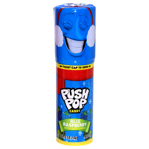 Blue Raspberry and Strawberry Holiday Push Pop candy tubes case of 24