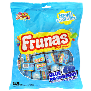 Albert's Frunas Blue Raspberry 48 count Bag 27.08 oz. - Visit www.allcitycandy.com for great candy, service and delicious treats.
