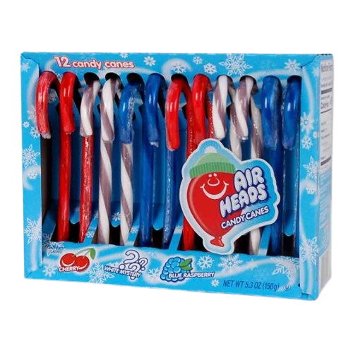 All City Candy Airheads 3 Flavor Candy Canes - 5.3 oz For fresh candy and great service, visit www.allcitycandy.com