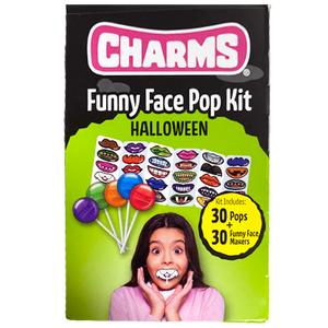 All City Candy Charms Funny Face 30 count Pop Kit 6.35 oz. Box- For fresh candy and great service, visit www.allcitycandy.com