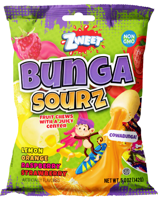 Zweet Bunga Sourz Fruit Chews 5 oz. Bag. - For fresh candy and great service, visit www.allcitycandy.com