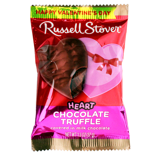 For fresh candy and great service, visit www.allcitycandy.com - Russell Stover Chocolate Truffle Milk Chocolate Heart 1.3 oz.