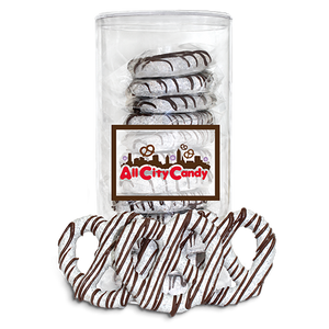 Cookies 'n' Cream Hand Dipped Pretzel Twists 12 pc. Tube - Visit www.allcitycandy.com for great candy, service and delicious treats.