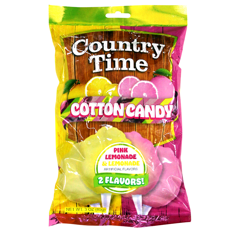 Country Time Pink Lemonade & Lemonade Cotton Candy 3 oz. Bag - For fresh candy and great service, visit www.allcitycandy.com