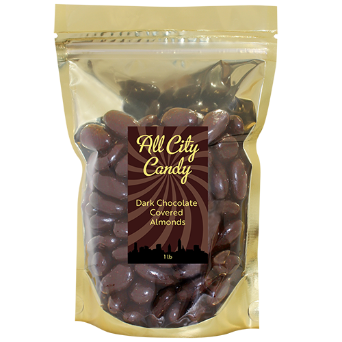 All City Candy Dark Chocolate Covered Almonds - 3 LB Bulk Bag Bulk Unwrapped Albanese Confectionery For fresh candy and great service, visit www.allcitycandy.com