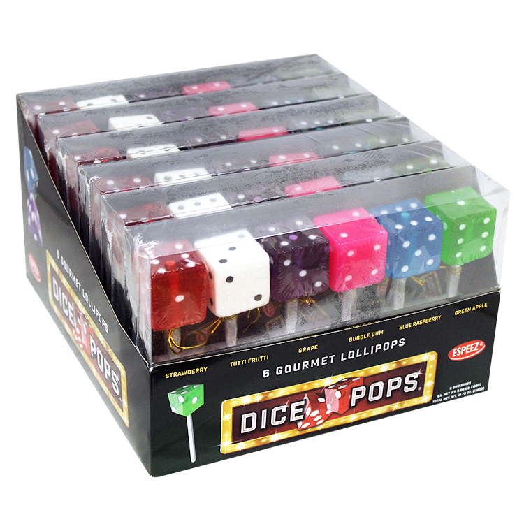 Dice Pops Assorted 6 Count Gift Box - For fresh candy and great service, visit www.allcitycandy.com