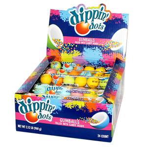For fresh candy and great service, visit www.allcitycandy.com - Dippin Dots Filled Gumballs 6 count Tube 1.4 oz. Case of 24