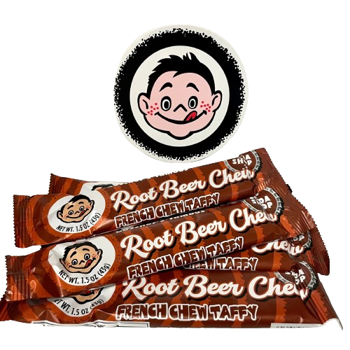 Doscher's French Chew Root Beer Chew Taffy Bar 1.5 oz. - For fresh candy and great service, visit www.allcitycandy.com