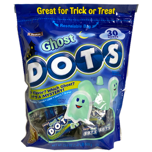 All City Candy Ghost Dots 30 Count Mini Boxes 23.6 oz. Bag- For fresh candy and great service, visit www.allcitycandy.com