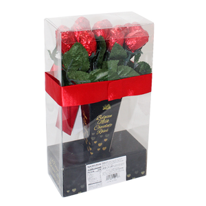 For fresh candy and great service, visit www.allcitycandy.com - Dozen Belgian Milk Chocolate Mini Roses in a Vase with Window 1.69-oz Package
