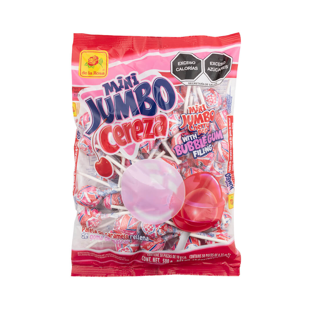 All City Candy de la Rosa Jumbo Cereza Cherry Pop 24 pieces 456 g Bag  - For fresh candy and great service, visit www.allcitycandy.com