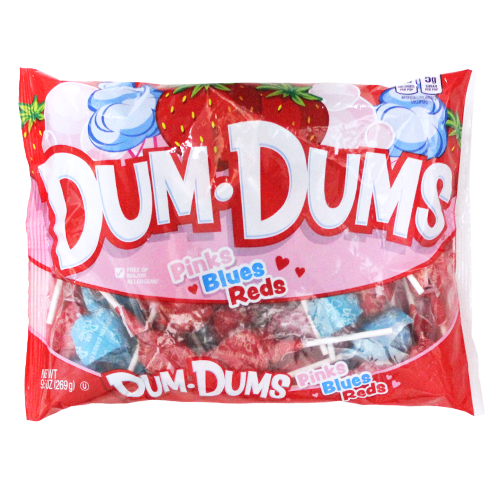 For fresh candy and great service, visit www.allcitycandy.com - Dum Dum's Pinks Blues Reds 9.5 oz. Bag