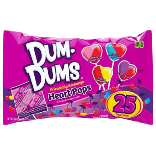 Dum Dums Friendship Exchange Heart Pops - Bag of 25 -  Visit www.allcitycandy.com for great candy, service and delicious treats.