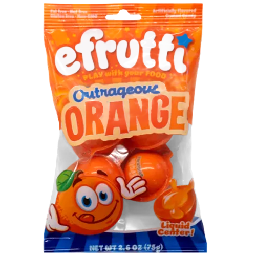 efrutti Outrageous Orange Gummi Candy 2.6 oz. Bag