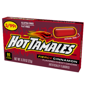 Hot Tamales Fierce Cinnamon 0.78 oz. Box - Visit www.allcitycandy.com for great candy, service and delicious treats.