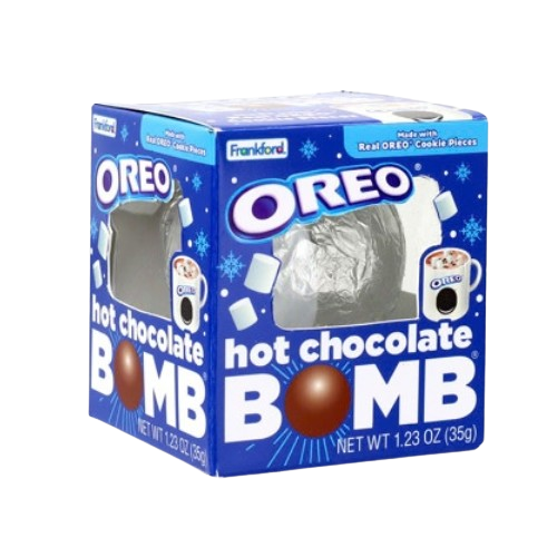 Frankford OREO Hot Chocolate Bomb 1.23 oz in festive window gift box
