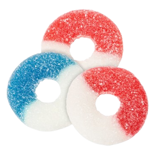 Freedom Red Cherry & Blue Raspberry Gummi Rings Bulk Bags - All