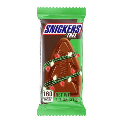 Snickers Tree Singles Christmas 1.1 oz. Bar  - Visit www.allcitycandy.com for great candy and delicious treats!