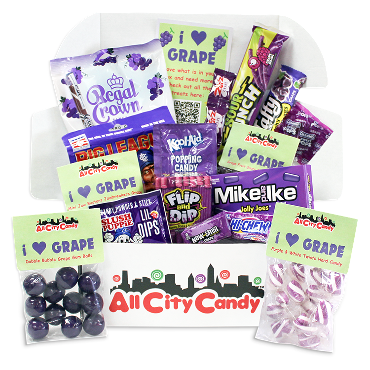 I ❤️ Grape Assortment Box - For fresh candy and great service, visit www.allcitycandy.com