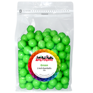 All City Candy 1" Green Gumballs Apple Flavor 3 lb. Bulk Bag - Visit www.allcitycandy.com for great candy and delicious treats!