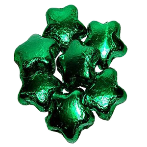 All City Candy Green Foiled Milk Chocolate Stars - 3 LB Bulk Bag Bulk Wrapped Madelaine Chocolate Company For fresh candy and great service, visit www.allcitycandy.com