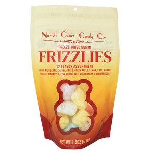 For fresh candy and great service, visit www.allcitycandy.com i Frizzlies Freeze-Dried 12 Flavor Gummi Bears 1.8 oz Bag
