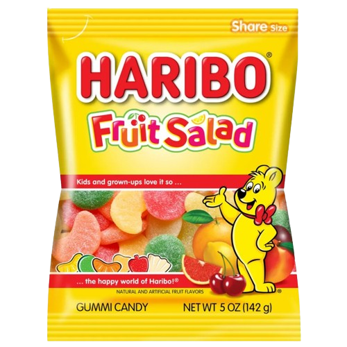 All City Candy Haribo Fruit Salad Gummi Candy - 5-oz. Peg Bag Gummi Haribo Candy For fresh candy and great service, visit www.allcitycandy.com