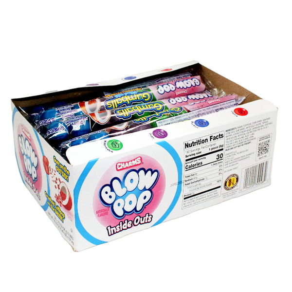 Charms Blow Pop Inside Out 8 Tube Gumball 2.3 Oz. - All City Candy