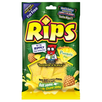 Rips Bite-Size Pineapple Pieces 4 oz. Bag - Visit www.allcitycandy.com for great candy, service and delicious treats.