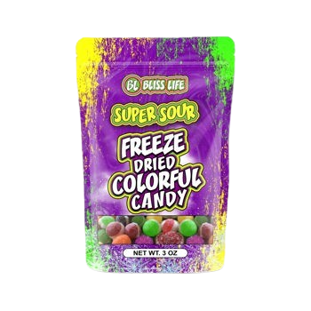 Bliss Life Freeze Dried Super Sour Colorful Candy 3 oz. Bag