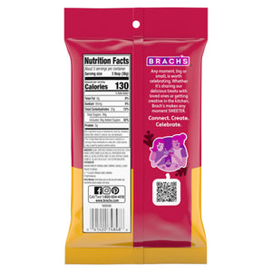 Brach's candy package with nutrition facts label and QR code on a white background