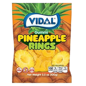 All City Candy Products Vidal Gummi Pineapple Rings 3.5 oz. Bag For fresh candy and great service, visit www.allcitycandy.com