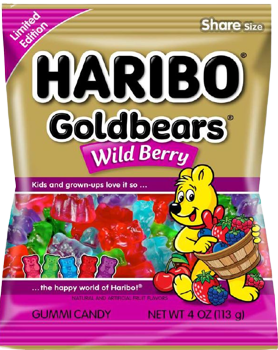 Haribo Goldbears Wild Berry 4 oz. Peg Bag  - For fresh candy and great service, visit www.allcitycandy.com