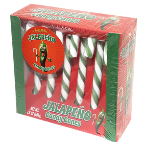 Archie McPhee Jalapeno 6 count Candy Cane 3.8 oz. Box - Visit www.allcitycandy.com for great candy, service and delicious treats.