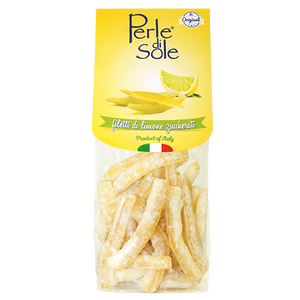 Perle di Sole Candied Lemon Peels 3.5 oz. Bag - Visit www.allcitycandy.com for great candy, service and delicious treats.